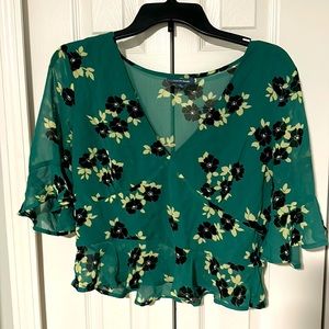Modcloth Green Floral Blouse